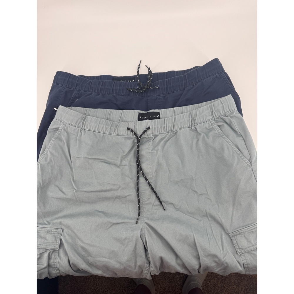 Edgar + Ash Cargo Pants Mens 2XL Lot Of 2 Blue Green Blue Elastic Waist Cotton
